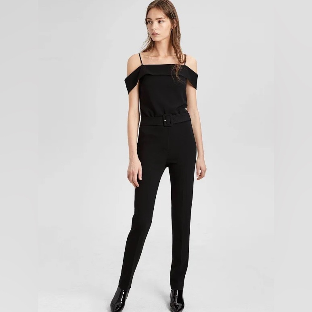 Slim Fit Black Asymmetrical Hollow Out Tulle Tops Jumpsuit Spring YZ046 main image 1